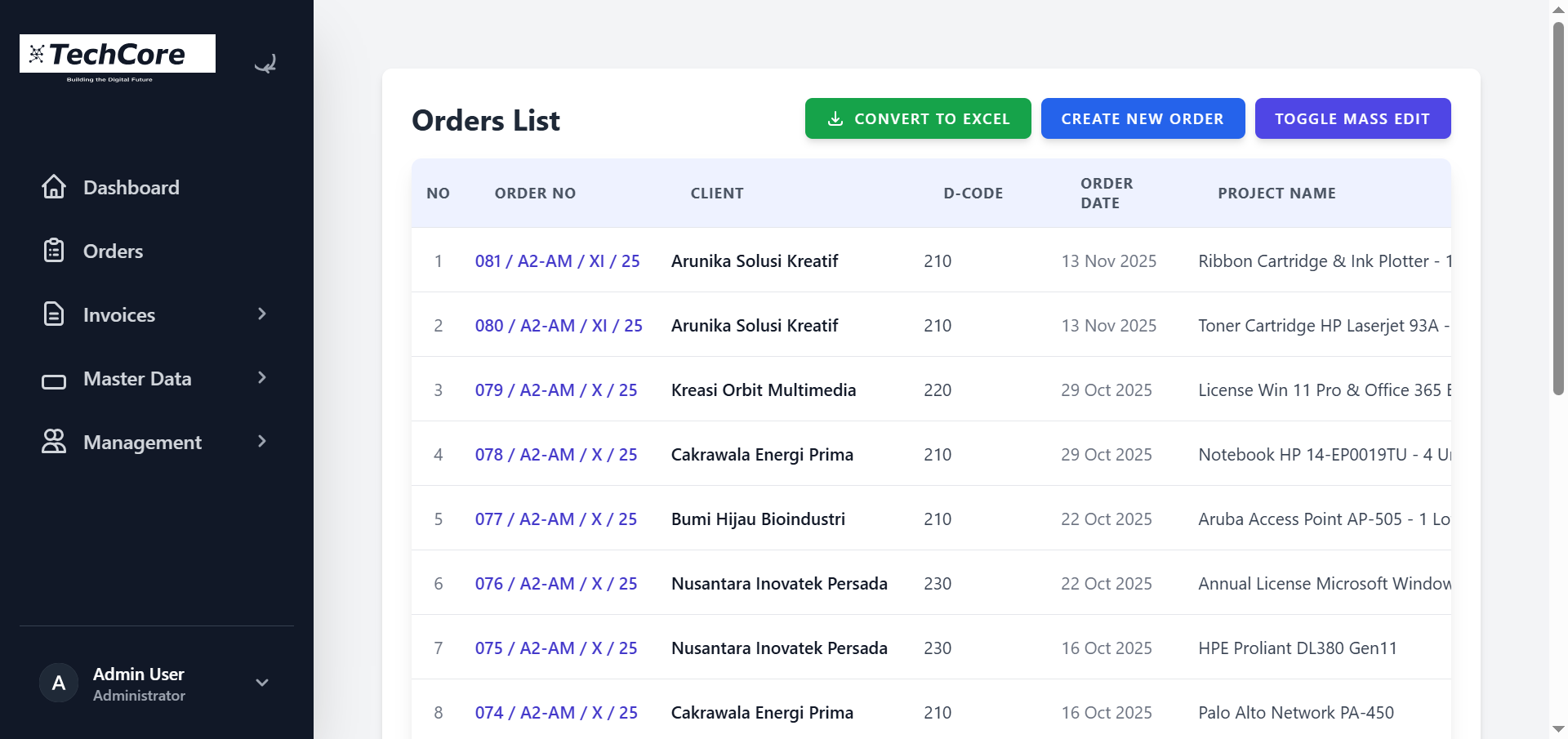 Web-based Order & Invoicing System